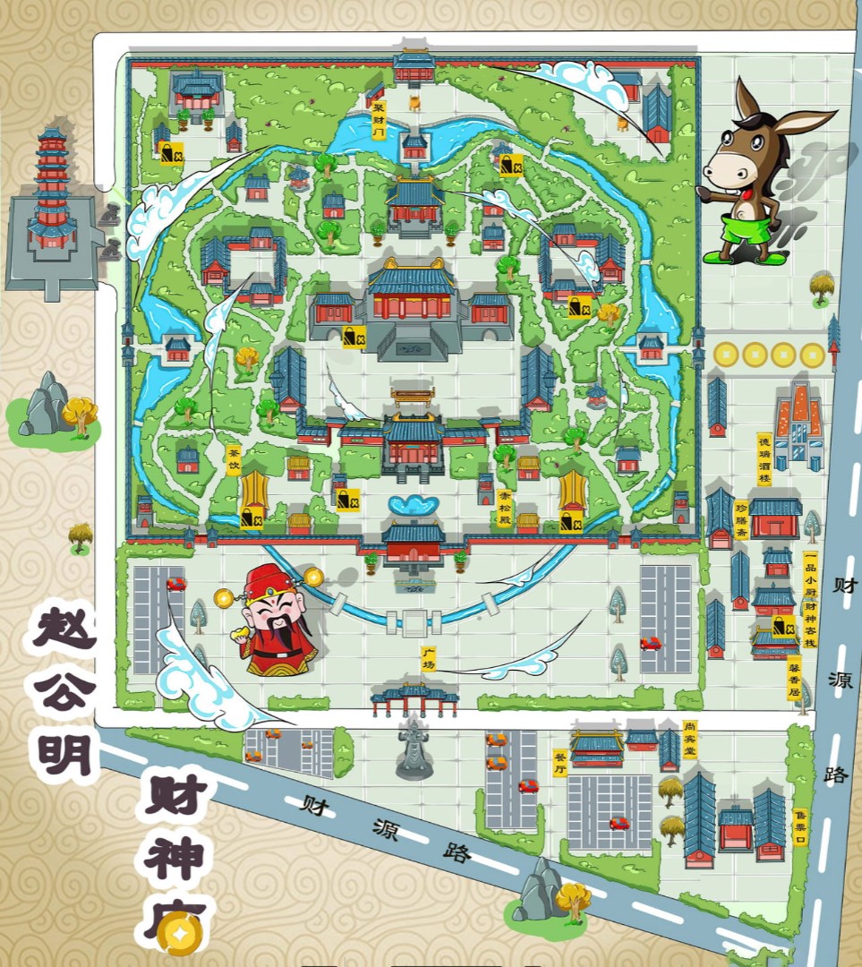 樊城寺庙类手绘地图